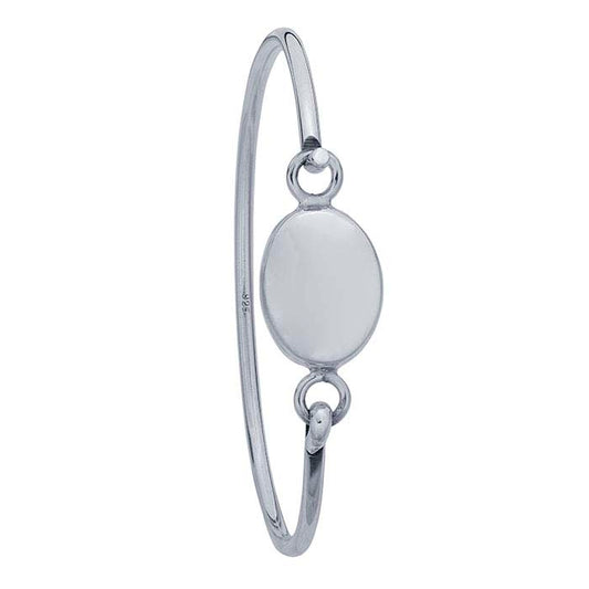 Sterling Silver Bangle Bracelet with Oval Plaque