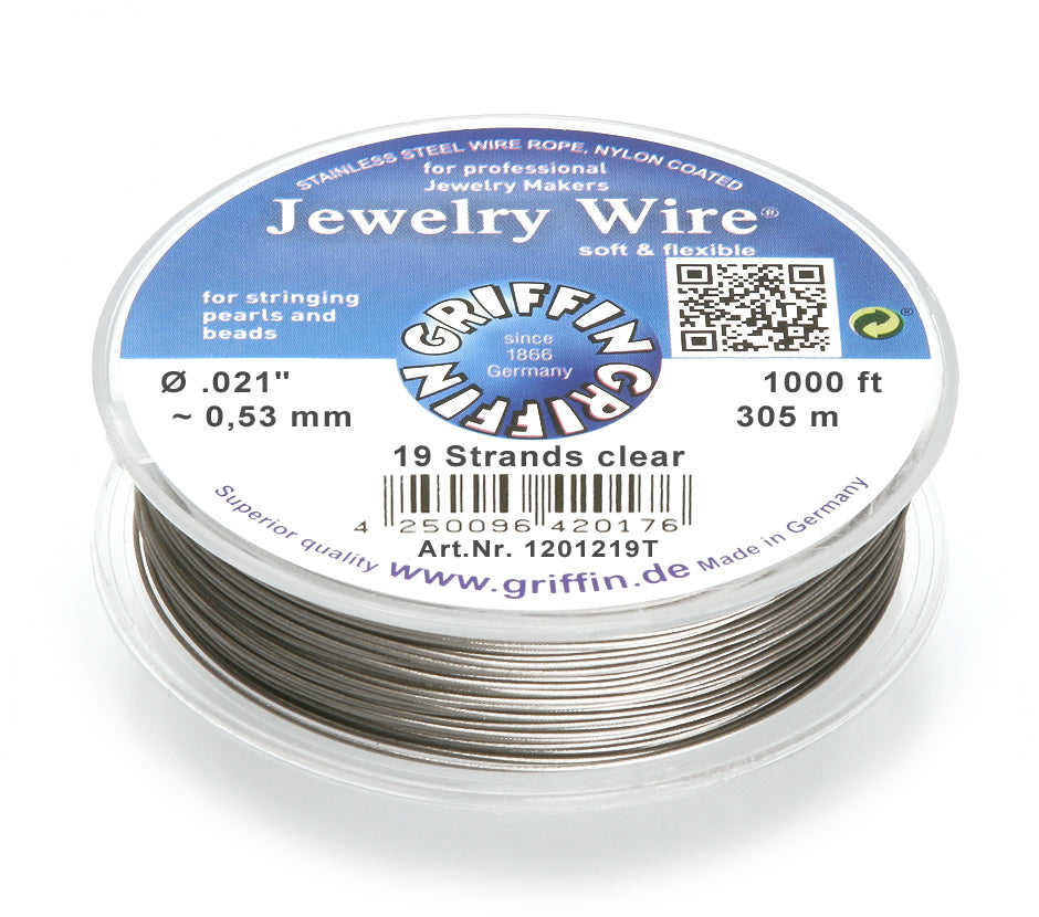 Griffin™ Jewelry Wire – 19 or 49 -Strand Clear Beading Wire for Professional Stringing
