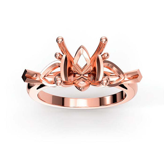 18K Rose Gold Round & Pear Stone Ring Mounting