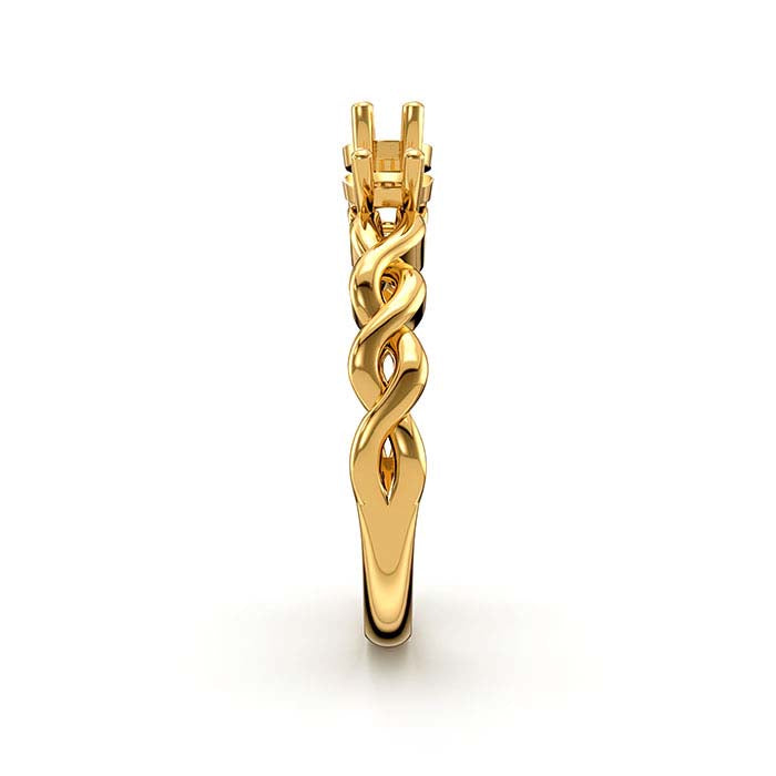 14K Yellow Gold Round Three Stone Ring Mounting