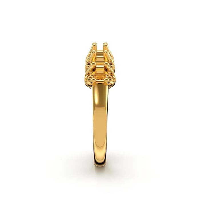 14K Yellow Gold 4 x 2.5mm Oval Nine Stone Ring Mounting