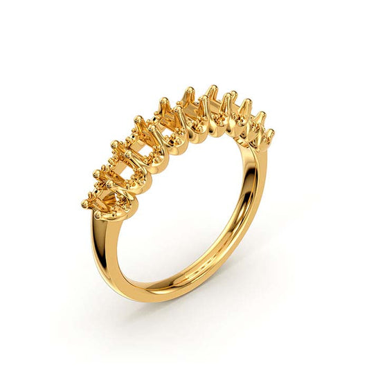 14K Yellow Gold 4 x 2.5mm Oval Nine Stone Ring Mounting
