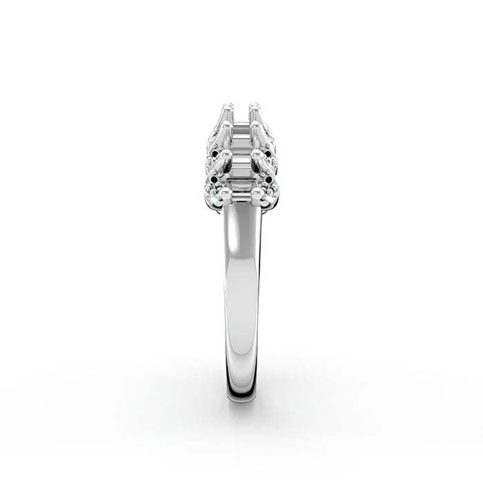 18K White Gold 4 x 2.5mm Oval Nine Stone Ring Mounting