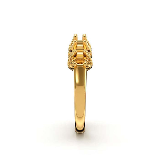 18K Yellow Gold 4 x 2.5mm Oval Nine Stone Ring Mounting