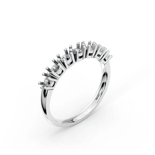 14K White Gold 2.5mm Round Seven Stone Ring Mounting