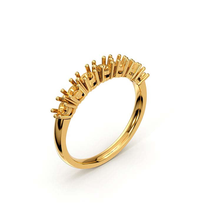 14K Yellow Gold 2.5mm Round Seven Stone Ring Mounting