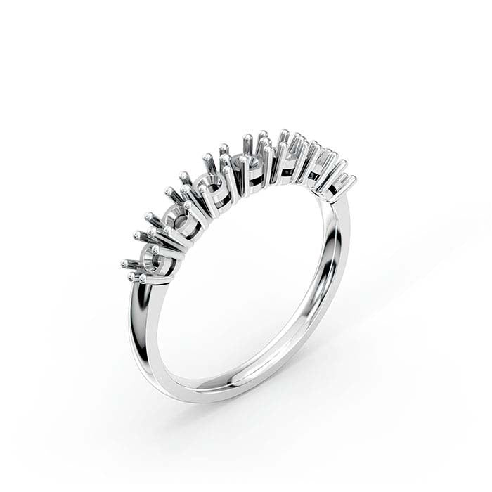 18K White Gold 2.5mm Round Seven Stone Ring Mounting