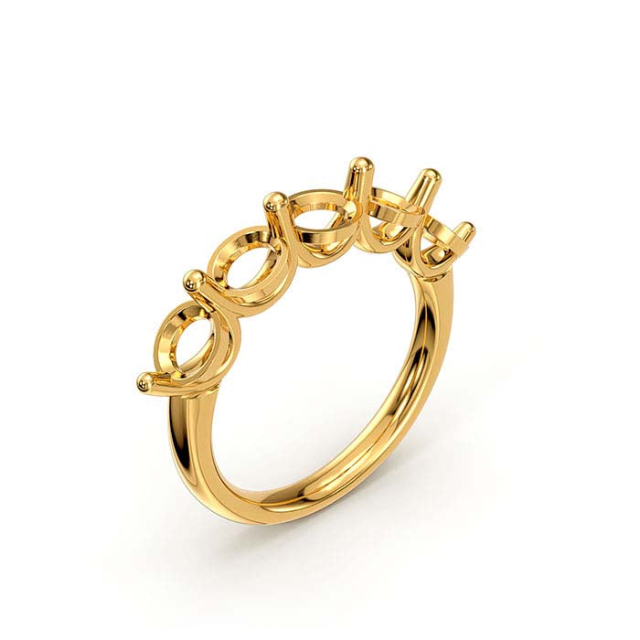 14K Yellow Gold 5mm Round Five Stone Ring Mounting