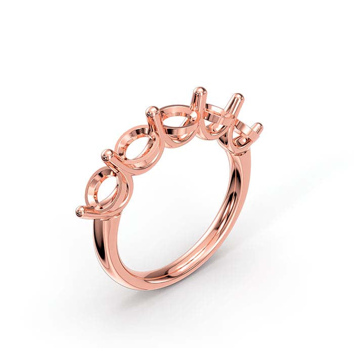 18K Rose Gold 5mm Round Five Stone Ring Mounting