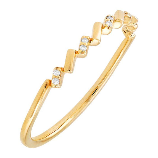 14K Yellow Gold Plated Sterling Silver Diamond-Set Band