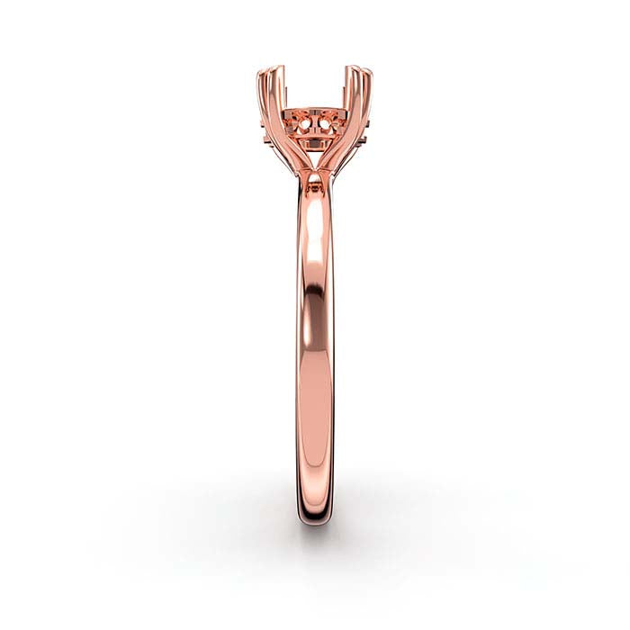 18K Rose Gold 6.5mm Round Halo Double-Prong Stone Ring Mounting