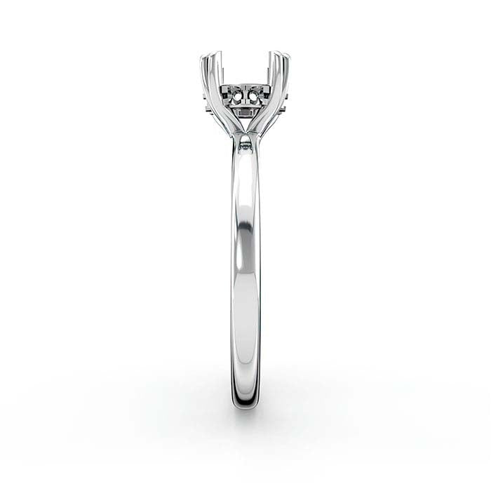 18K White Gold 6.5mm Round Halo Double-Prong Stone Ring Mounting