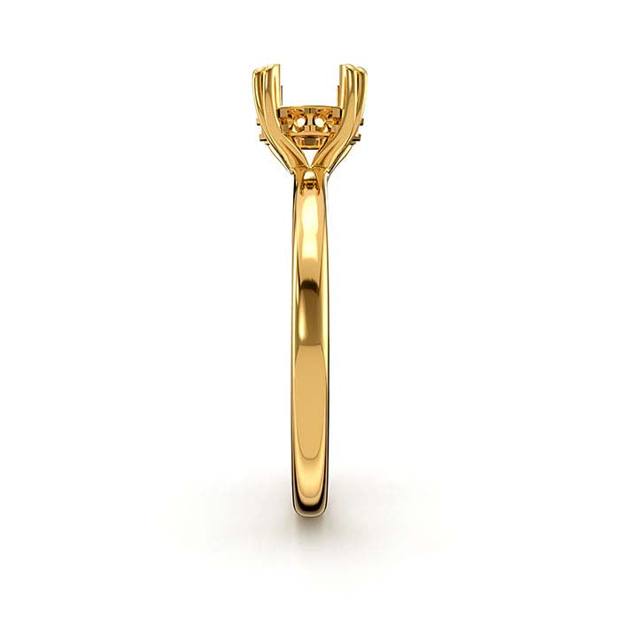 18K Yellow Gold 6.5mm Round Halo Double-Prong Stone Ring Mounting