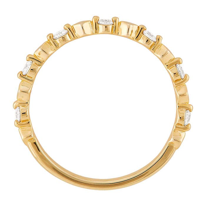 14K Yellow Gold Plated Sterling Silver Diamond-Set Stacking Ring