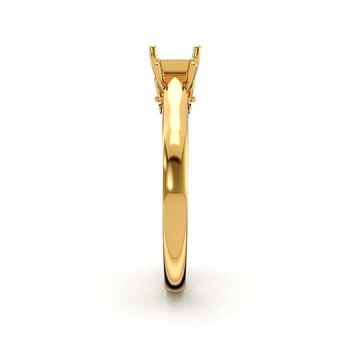 18K Yellow Gold Emerald-Cut & Round Multi Stone Ring Mounting