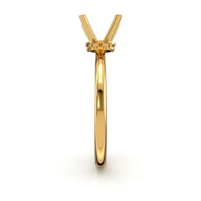 14K Yellow Gold 6.5mm Round Halo Stone Ring Mounting