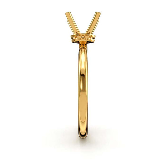 14K Yellow Gold 6.5mm Round Halo Stone Ring Mounting