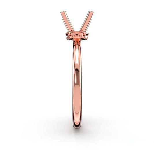 18K Rose Gold 6.5mm Round Halo Stone Ring Mounting