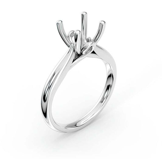 14K White Gold 8mm Round Solitaire Stone Ring Mounting