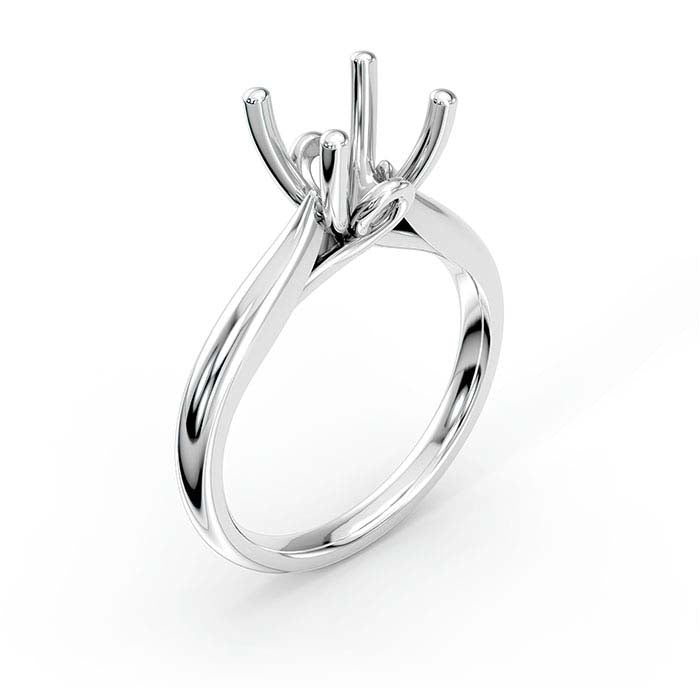 14K White Gold 8mm Round Solitaire Stone Ring Mounting