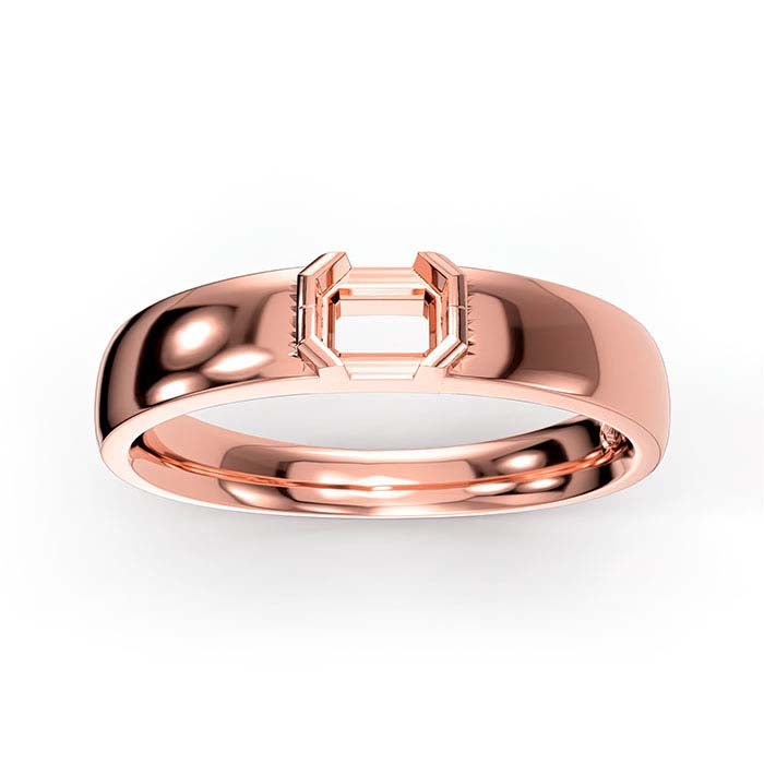 18K Rose Gold 5 x 4mm Emerald-Cut Solitaire Stone Ring Mounting
