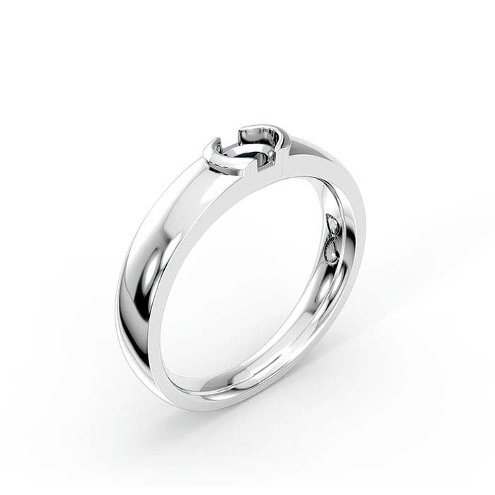 14K White Gold 5 x 4mm Oval Solitaire Stone Ring Mounting