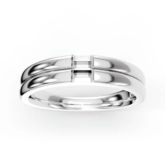 14K White Gold 3 x 2mm Baguette Stone Ring Mounting