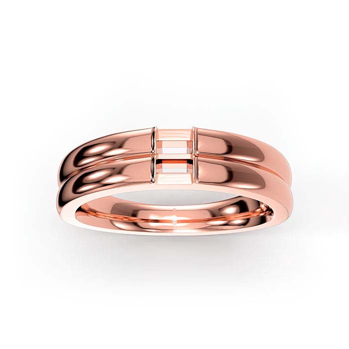 18K Rose Gold 3 x 2mm Baguette Stone Ring Mounting