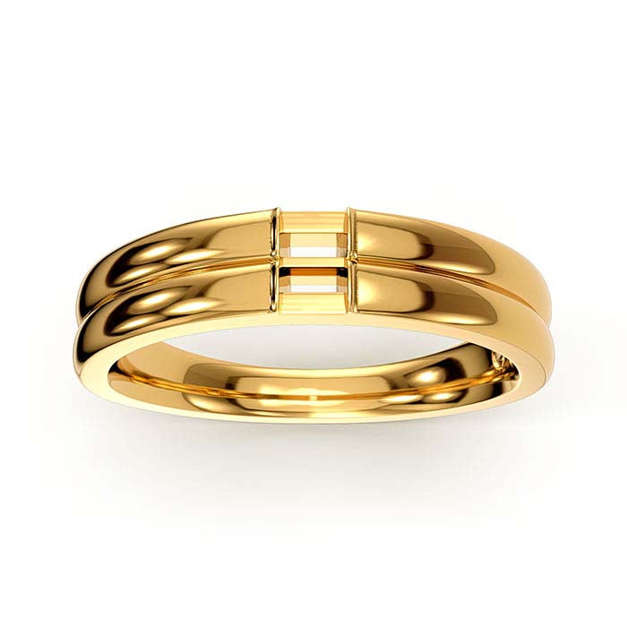 18K Yellow Gold 3 x 2mm Baguette Stone Ring Mounting