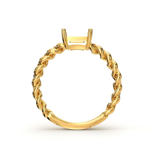 14K Yellow Gold 7 x 5mm Emerald-Cut Stone Ring Mounting