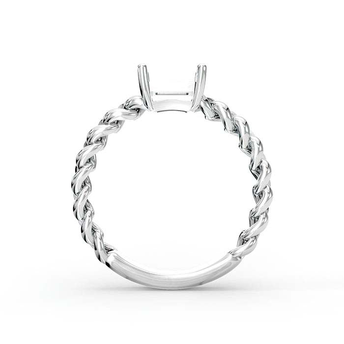 18K White Gold 7 x 5mm Emerald-Cut Stone Ring Mounting