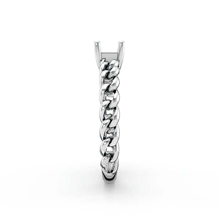 18K White Gold 7 x 5mm Emerald-Cut Stone Ring Mounting