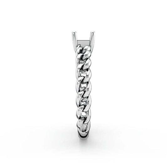 18K White Gold 7 x 5mm Emerald-Cut Stone Ring Mounting
