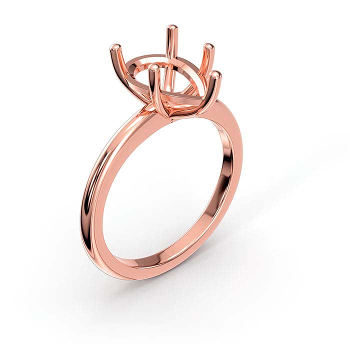 14K Rose Gold 12 x 7.5mm Pear Solitaire Stone Ring Mounting