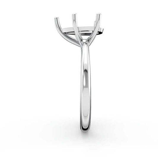 18K White Gold 12 x 7.5mm Pear Solitaire Stone Ring Mounting