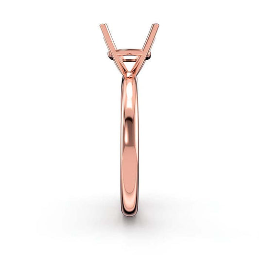 14K Rose Gold 6.5mm Round Basket Solitaire Stone Ring Mounting