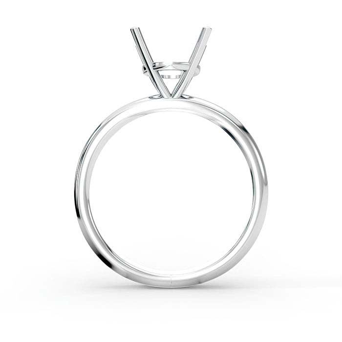 14K White Gold 6.5mm Round Basket Solitaire Stone Ring Mounting