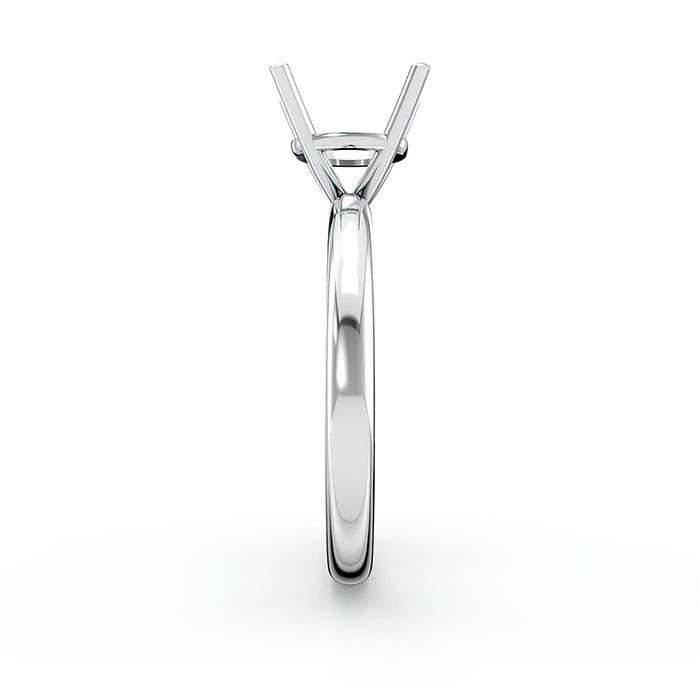 14K White Gold 6.5mm Round Basket Solitaire Stone Ring Mounting