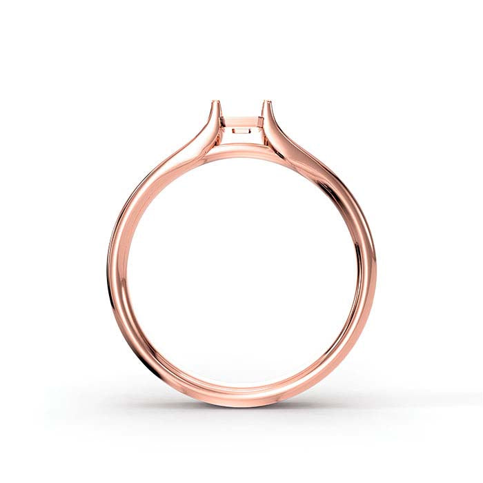 14K Rose Gold 5 x 4mm Emerald-Cut Stone Ring Mounting