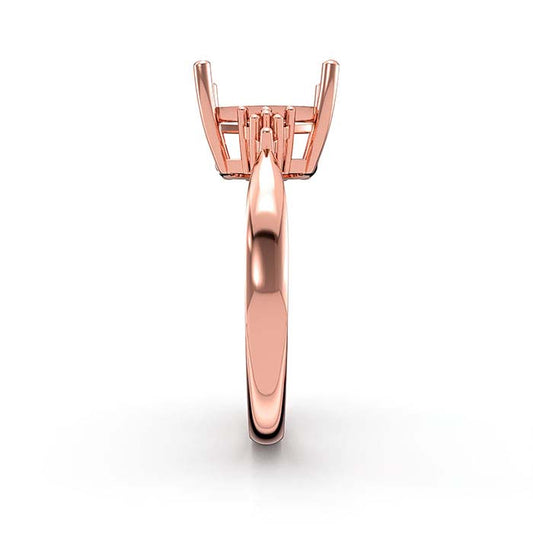 14K Rose Gold 10 x 7mm Emerald-Cut Stone Ring Mounting