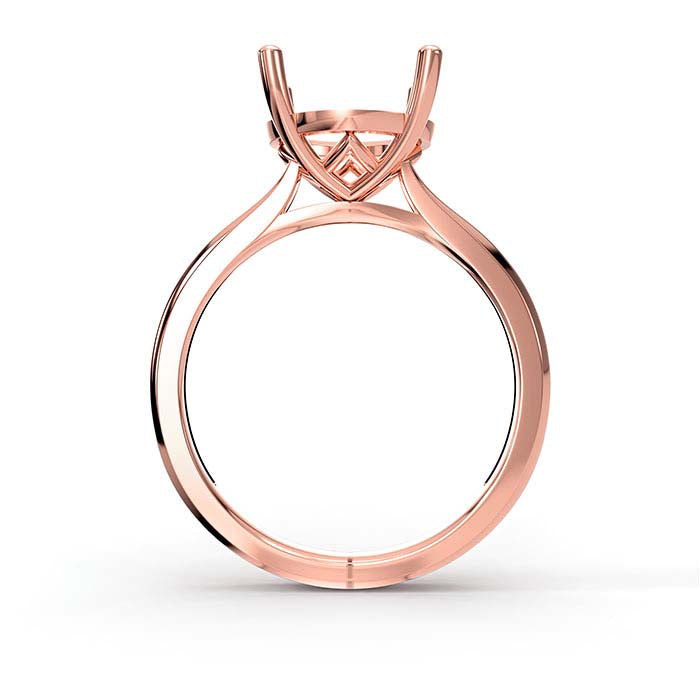 14K Rose Gold 9mm Round Basket Solitaire Stone Ring Mounting