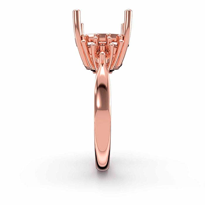 14K Rose Gold Cushion & Round Stone Ring Mounting
