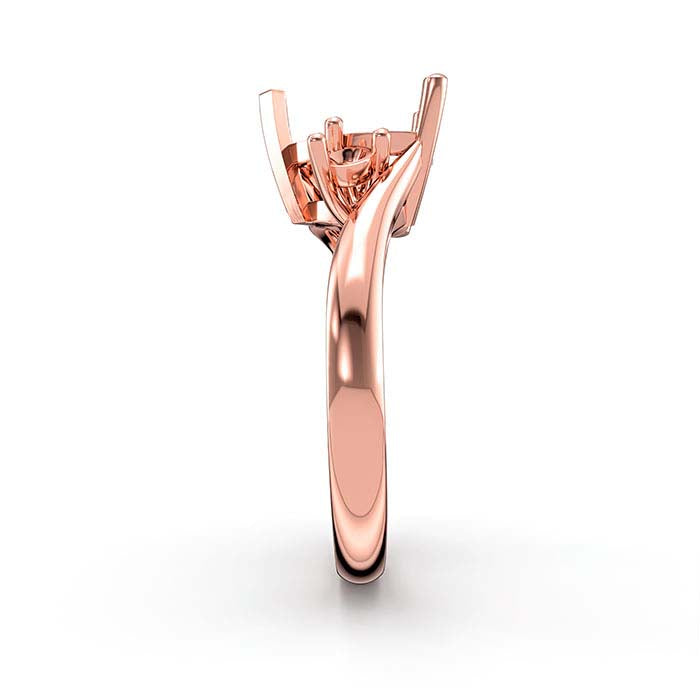 14K Rose Gold Heart & Round Stone Ring Mounting
