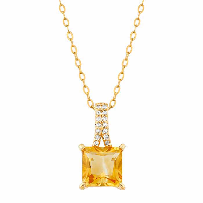 10K Yellow Gold Citrine- & Diamond-Set Necklace