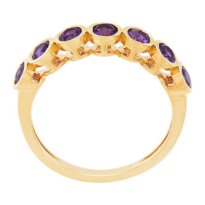 10K Yellow Gold Amethyst-Set Seven Stone Ring