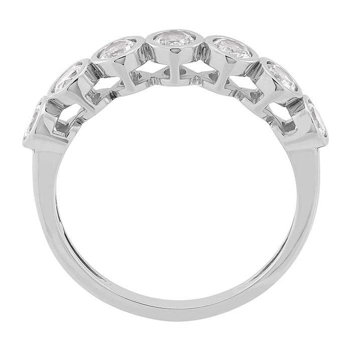 10K White Gold Lab-Grown White Sapphire-Set Seven Stone Ring