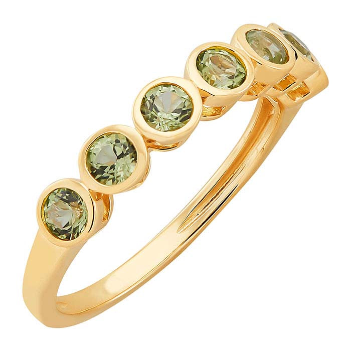 10K Yellow Gold Peridot-Set Seven Stone Ring