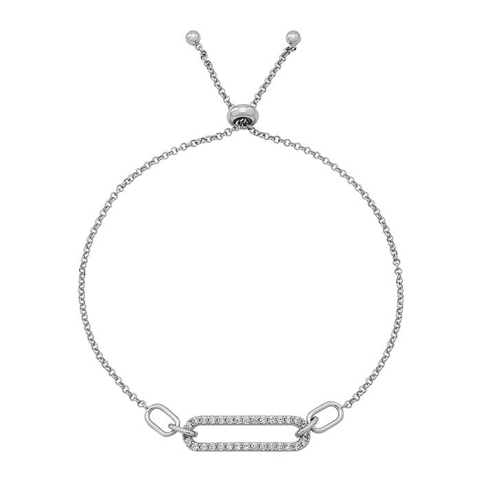 Bracciale a catena rolo regolabile in argento sterling con zirconi incastonati (CZ)