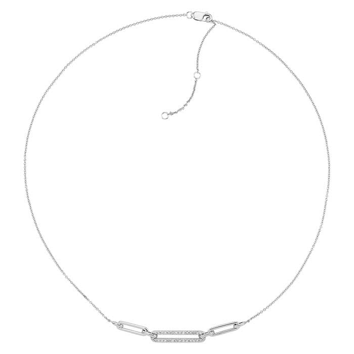 Sterling Silver Diamond-Set Chain Link Necklace