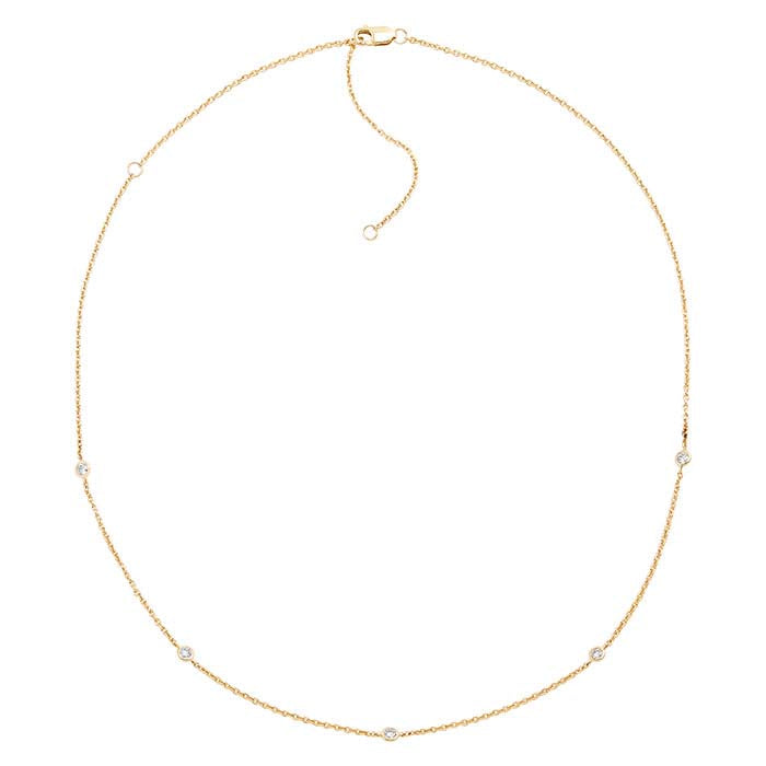 14K Yellow Gold Diamond-Set Five Station Necklace